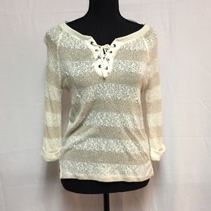 Aeropostale Cream & Beige Sweater Shirt - Size M